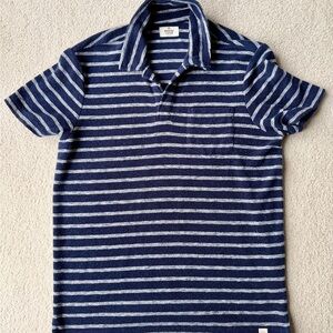 Marine Layer Blue Striped Men's terry cloth Polo